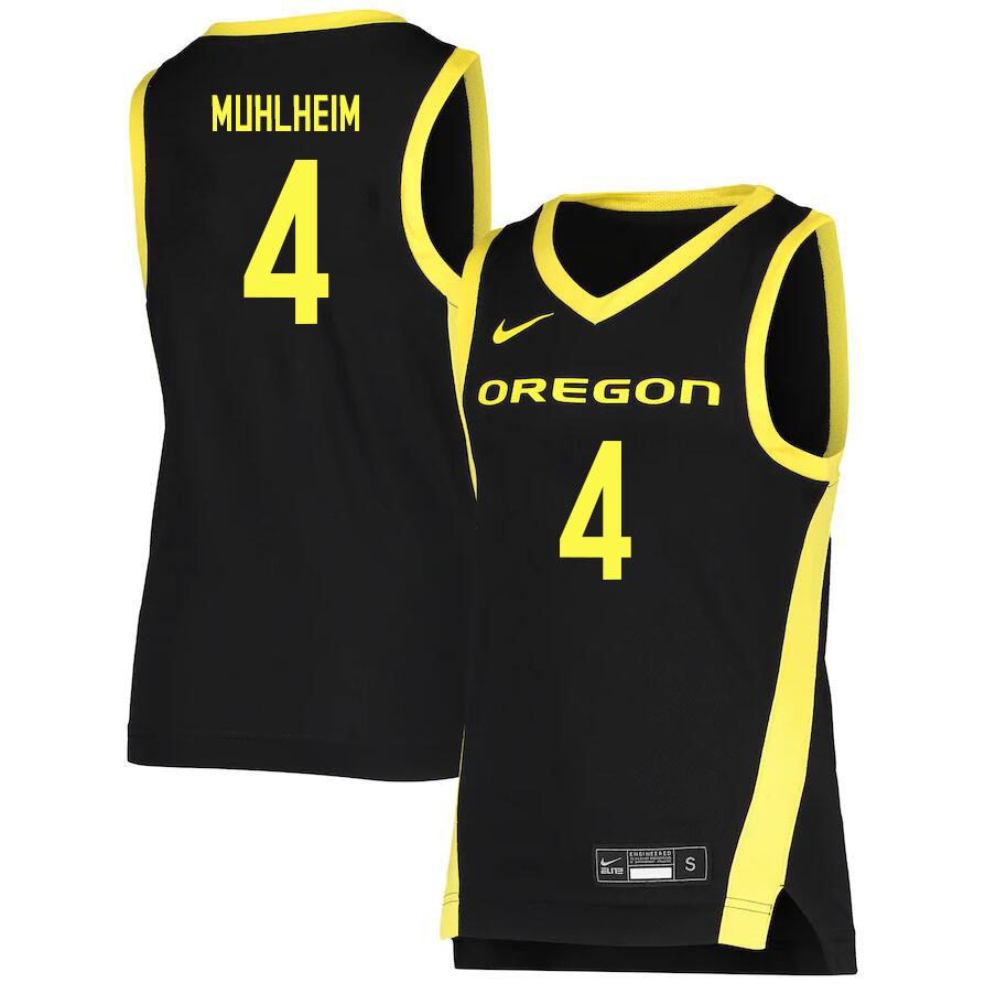 Men #4 Sam Muhlheim Oregon Ducks College Basketball Jerseys Sale-Black - Click Image to Close